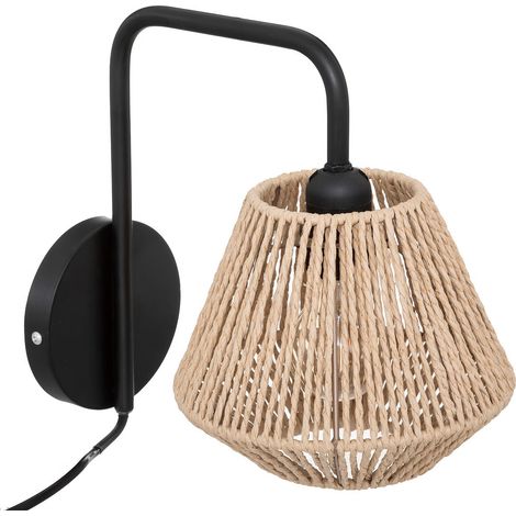 Wandleuchte mit geflochtenem Lampenschirm JILY, Metall, Ø 18 cm (1/3)