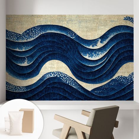 Papier peint intissé avec imprimé pour décoration intérieure pour rénovation a motif - Colle incluse gratuite Formes océaniques 104x70 cm (1/5)