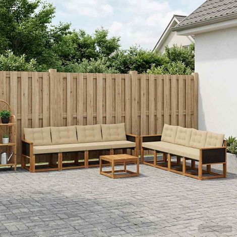 vidaXL Outdoor-Sofagarnitur mit Kissen 9 pcs Natur und Beige (1/5)