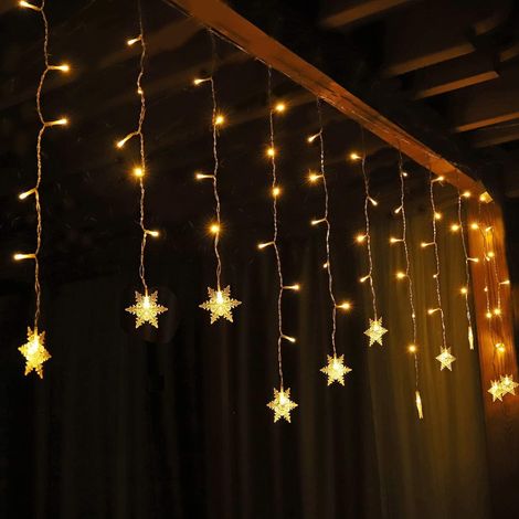 Etoilée Rideaux Lumineux de Fée, 3m Flocon de Neige Guirlande Lumières Décoratives pour Fenêtre, 31V 108 Leds 9 Modes Pour Extérieur, Intérieur Noël R (1/4)