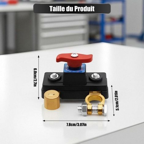Coupe Circuit Batterie Voiture 12V-24V, Interrupteur de Batterie en Cuivre Pur Réglable, Moto, Camion, Camping Car, Bateau, Tracteur (1/4)