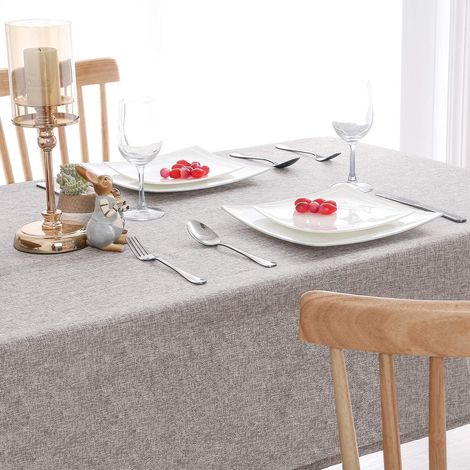 Tischdecke Leinenoptik wasserabweisend rechteckig 135x300cm Stein