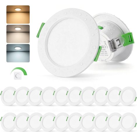 Spot LED Encastrable 230V, Trou 55mm - 68mm, 4W Spot Salle de Bain IP44 Blanc Chaud 3000K Blanc Neutre 4000K Blanc Froid 6000K, Spots de Plafond Extra Plat pour Salon, Cuisine, Lot de 10 (1/5)