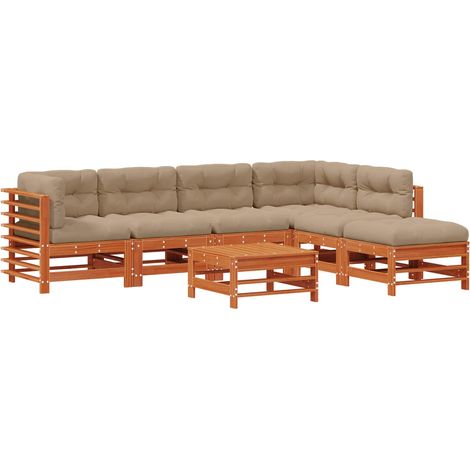 Garden Lounge Set 7 pcs Wax Brown Solid Pine Wood vidaXL (1/5)