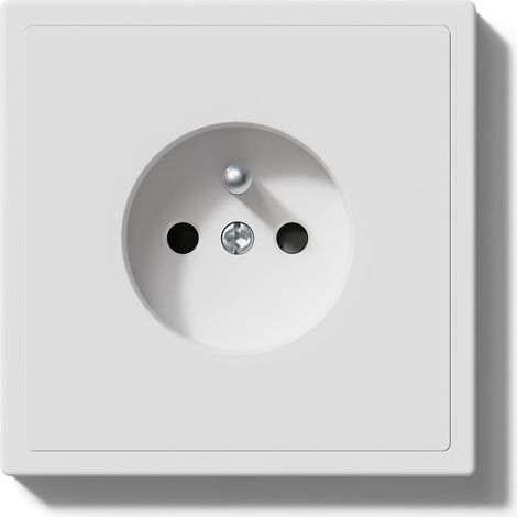 Enchufe eléctrico de conexión rápida integrado, de pared de 80 x 80 mm, con gancho integrado y panel de plástico, color blanco. (1/5)