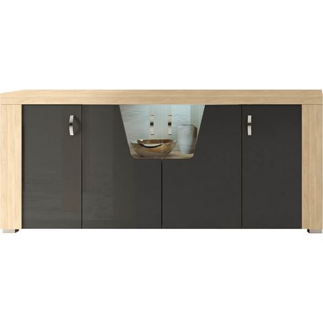 GUEST - Buffet 4 Portes Aspect Chêne Miel avec Eclairage Led (1/2)