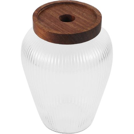 Bocal à thé en verre transparent avec couvercle en bois pour la conservation des aliments (1/5)