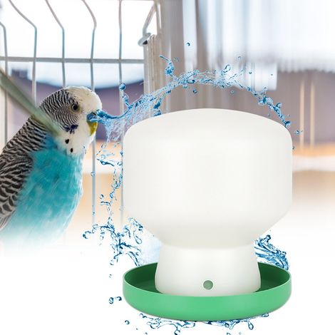 Fontaine à eau automatique pour oiseaux, grand récipient blanc avec couvercle en plastique vert, distributeur d'abreuvoirs pour pigeons et perroquets (1/5)