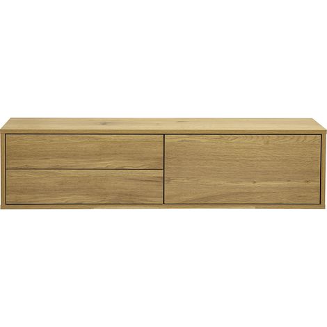 Meuble TV mural finition bois clair chêne L120 cm FLEXO (1/5)