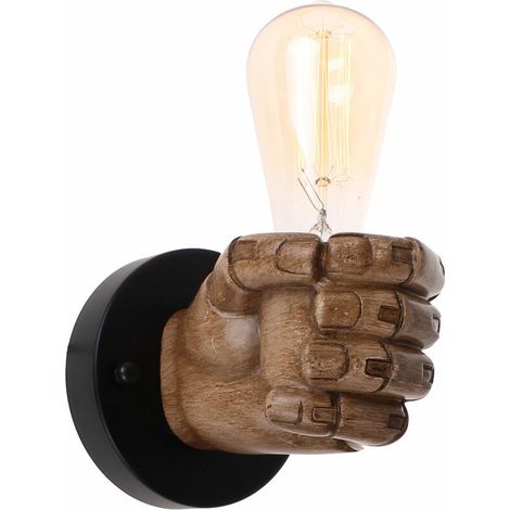 Applique Murale Poing Antique, Lampe Murale Industrielle Vintage E27 Edison Ampoule Base Pour Couloir Cuisine Chambre Restaurant café illuminé - .Main Gauche BLOW (1/4)