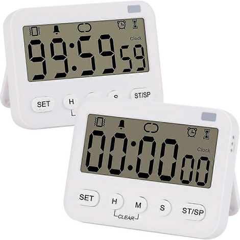 Horloge numérique avec minuterie, compte à rebours, fonction événement, alarme, dos magnétique et affichage sonore vibrant. (1/4)