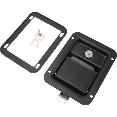 Latch of handle of tool box with 2 keys, Construction in steel to fitment recessed, sturdy for camping-cars, trucks, trailers, camping-cars (1/5)