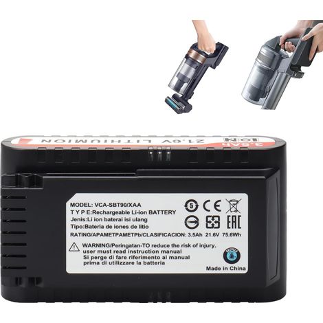 Batterie de Remplacement 21,6 V 3,5 Ah pour Samsung Jet 75, Jet 90 Series aspirateur Balai sans Fil, Batterie Li-ION Compatible avec Le modèle VCA-SBT90/XAA (1/5)