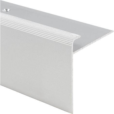 Casa Pura – Seuil d'escalier en aluminium anodisé argent – Nez de marche forme F – Longueur 134 cm – Pour revêtements de sol de 7 à 8 mm (1/5)