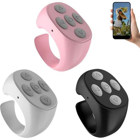 Télécommande Sans Fil Bluetooth à Doigt (Lot de 3 Mixte), Bague de Défilement Rechargeable 2026, Tourne-Pages Bluetooth pour Téléphones et Tablettes, Obturateur d'Appareil Photo et Télécommande pour V (1/5)