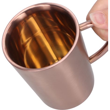 Tasse à bière isotherme 340ml en acier inoxydable 304, poignée ergonomique, couleur or rose