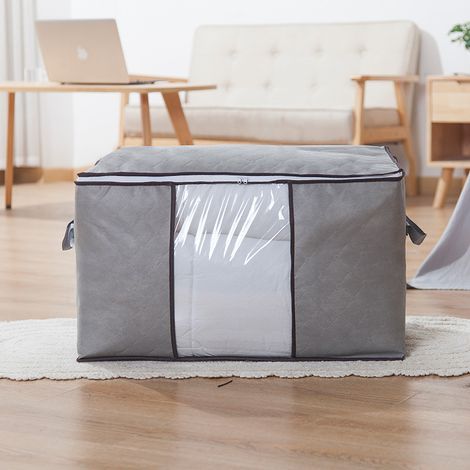 Juego de 2 fundas nórdicas plegables y bolsas para ropa, gran capacidad, color gris. (1/4)