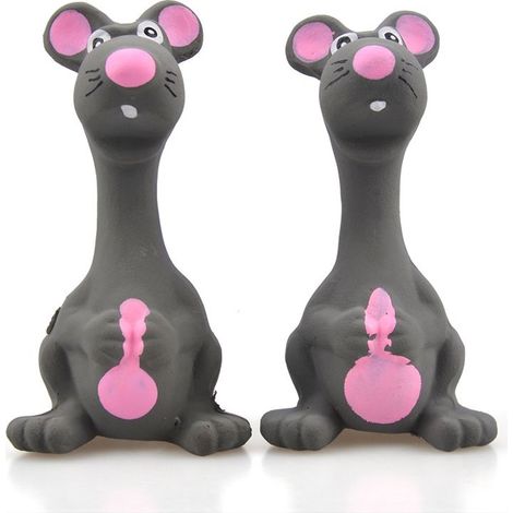 Souris en latex gris, jouet pour animaux de compagnie qui couine, 14 cm (1/3)
