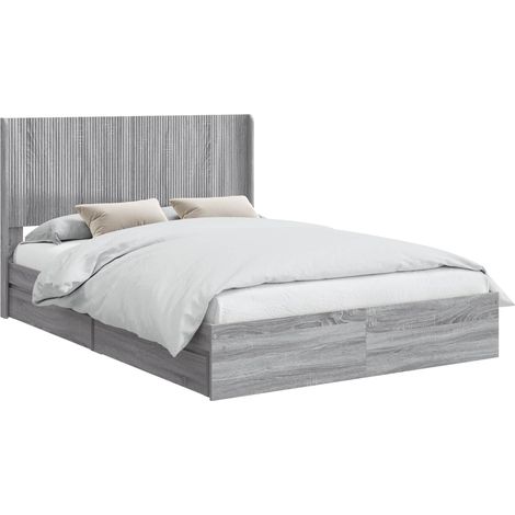 Bed Frame with Storage and Headboard Grey Sonoma 140 x 200 cm vidaXL (1/5)