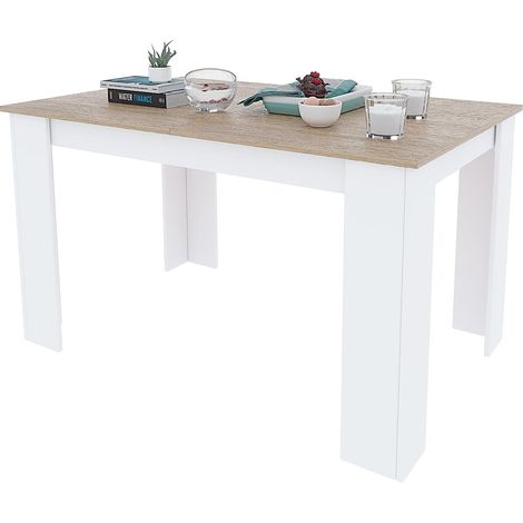 Tavolo da Pranzo Allungabile Estensibile Fino a 190 cm Tavolino Per 6 Persone Salotto Soggiorno Salone Design Moderno 190 x 78 x 90 cm Bianco Rovere
