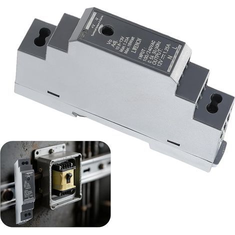 Bloc d'Alimentation pour Rail DIN - Sortie 12V DC 1,25 A 15W, Entrée 200-240 V AC 50/60 Hz, Compatible avec Rail DIN Standard TS 35/7,5 et TS 35/15, pour Domotique et Systèmes de Sécurité (1/5)