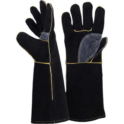 Vtizikl Gants résistants au feu et à la chaleur extrêmes, cuir avec coutures en kevlar, parfaits pour cheminée, poêle, four, grill, soudage, barbecue, mig, support à marmite, traitement des animaux（16