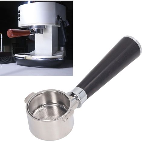 Siebträger mit 51-mm-Bodenlosem Duschkopf und 2 Ohren für Delonghi ECO310, African Black, abnehmbarer Edelstahl 304. (1/5)