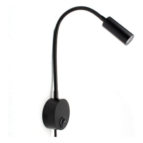 BUNTHAUS Applique de Lecture Noir, Lampe Col de Cygne Flexible LED 3W 3000-3500K Fixation Liseuse Murale 240V avec interrupteur pour Chambres Salon Intérieur Salon（Blanc chaud） (1/3)