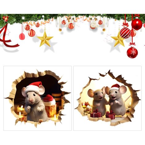 Stickers muraux et décorations de Noël Motif Trou de Souris - Papier peint autocollant pour chambre, salon et maison (1/5)