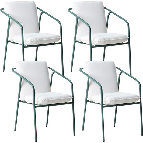 Set mit 4 Stühlen und Sitzkissen ASCIANO Metall Grün