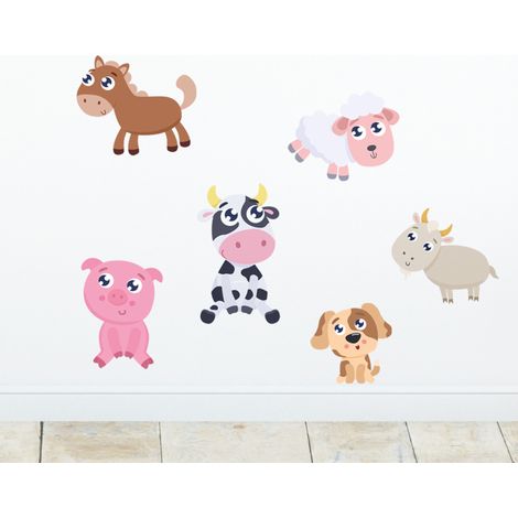 Décor papier peint préencollé Atelier Déco, à la ferme, accessoires, animaux, vache, cheval, 30 cm X 20 cm (1/5)
