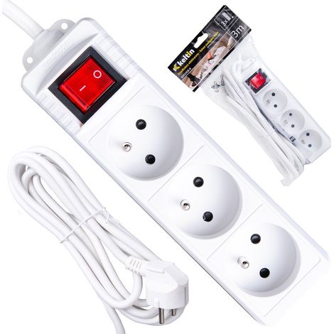 Rallonge électrique - multiprise blanche 3 prises 3 m (40) (1/5)