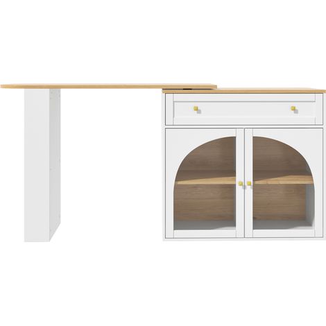 Ausziehbarer Bartisch mit Stauraum 138-204 x 39 x 104 cm Weiß MODENUIT (1/5)