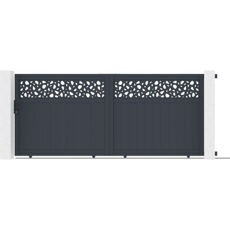 Schiebetor 3,7 m Dolomit Sunny H. 160 cm Aluminium grau