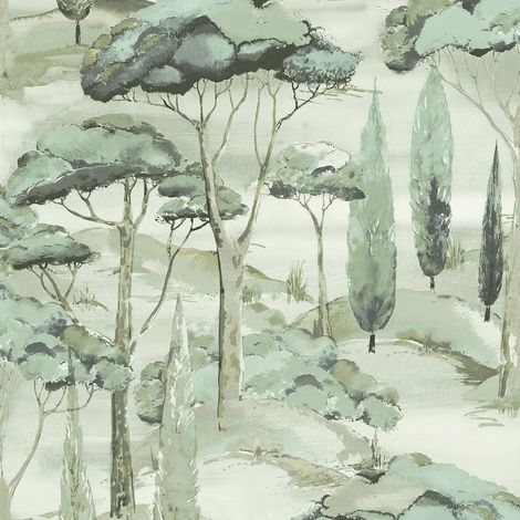 Grandeco Tree Canopy Green Wallpaper Naturistic Textured Paste The Wall Vinyl