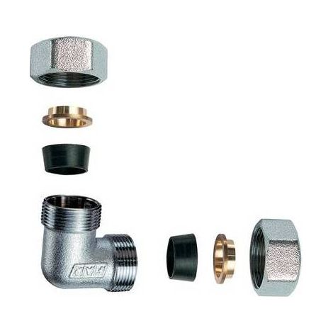 COUDE DOUBLE CHROMÉ AVEC MONOCÔNE EN CAOUTCHOUC POUR CUIVRE Dimensions : 3/4" x 22