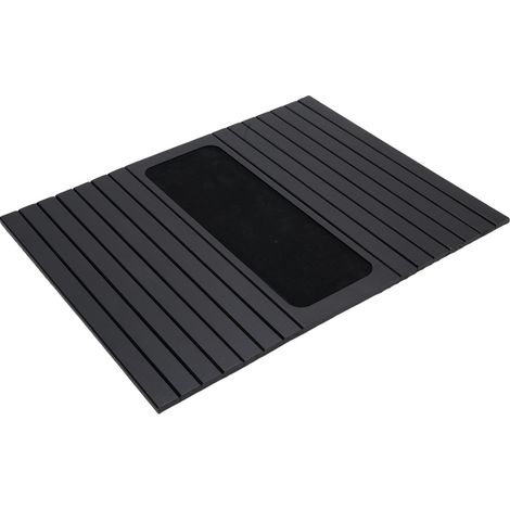 Plateau d'accoudoir de canapé antidérapant en silicone isolant thermique avec porte-gobelet, plateau pour téléphone, télécommande et collations (noir) (1/5)