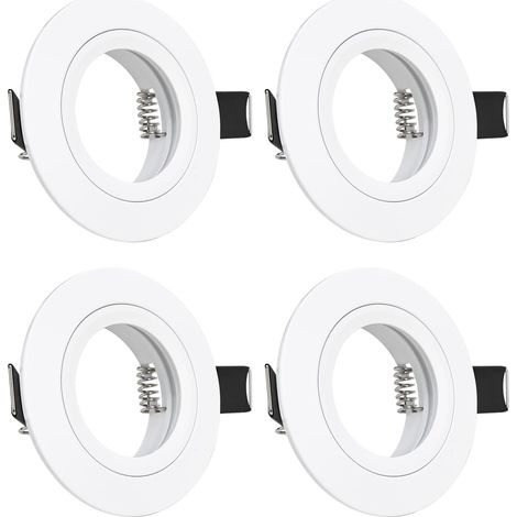10x Spot Encastrable GU10 Aluminium Noir, spot led encastrable de plafond Projecteurs Cadre Avec Douille GU10, Rond Support extra plat Pour Lampes LED Ou Halogènes, Trou de montage ø60-70mm