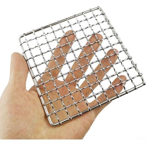 Filiyano-Mini grille de barbecue ronde ou carrée en acier inoxydable pour extérieur, haute température, idéale pour le camping (carrée) (1/5)