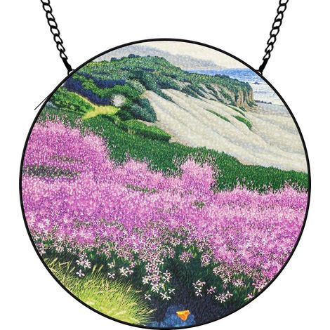 30 cmAttrape-soleil fleurs sauvages papillon abeille en verre coloré, décoration fenêtre, cadeau femme (1/5)