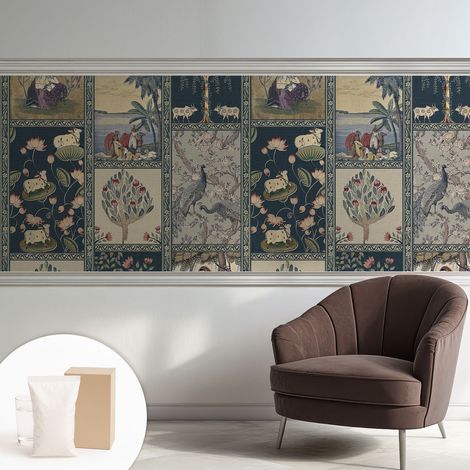 Papier peint intissé avec imprimé pour décoration intérieure pour rénovation a motif - Colle incluse gratuite Scène romantique 250x104 cm (1/5)