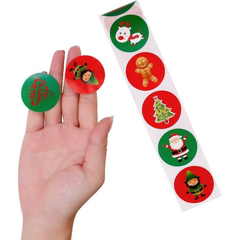 500 autocollants de Noël pour décorer gâteaux, biscuits et boîtes cadeaux. (1/5)