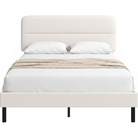 Cadre de Lit Lin Beige 140 x 200 cm Réglable (1/5)