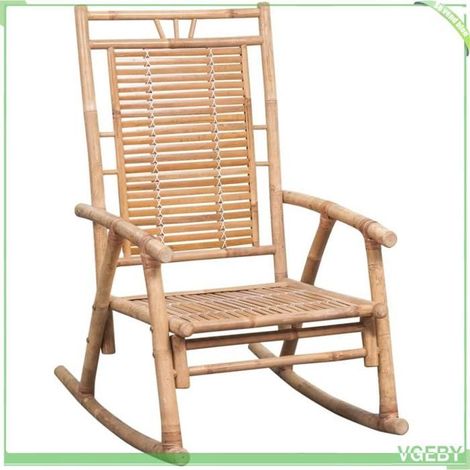 Chaise à bascule - FAFEICY - 3063913 - Bambou massif - Coussin imperméable bleu royal - Résistante UV & intempéries (1/5)