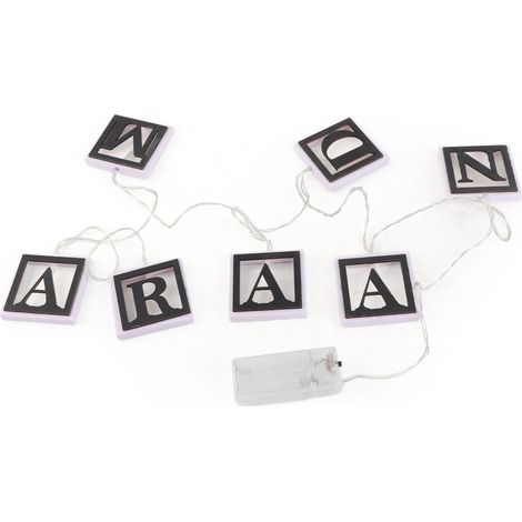 Guirlande lumineuse LED carrée en bois ajourée, lettres du Ramadan, décoration pour le Ramadan et l'Aïd Moubarak. (1/5)