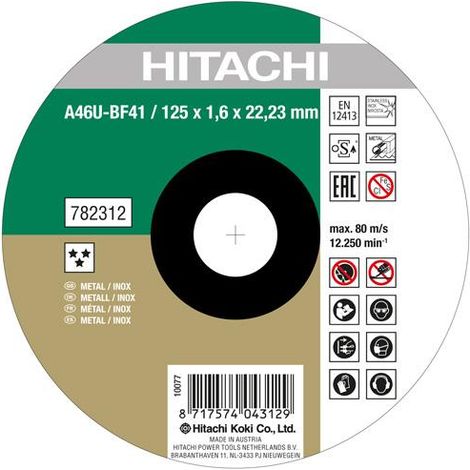 Disque à tronçonner inox Ø115 ép.1.6 m.plat HIKOKI 782311