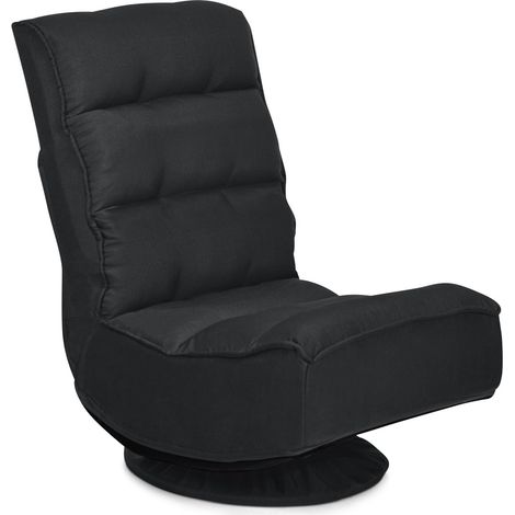 COSTWAY Poltrona Relax da Terra Pieghevole Reclinabile Girevole, Poltrone da Divano per Studio Salotto, con Schienale, Ottima per Rilassarti (Nero) (1/5)