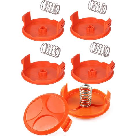 Stück Spulenkappen + 6 Stück Federn, Ersatzteile, Zubehör, kompatibel mit Black and Decker Af-100 RC-100-P Fadentrimmern, Ersatz-Spulenkappe, kompatibel mit Black Decker (6 Stück)