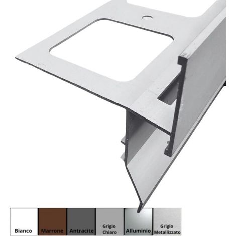 Gocciolatoio/Angolare/Giunzione FLUX in Alluminio per Balconi e Terrazze - Barra da 2,7 metri : Finitura - GRIGIO CHIARO RAL 7038, Modello - GOCCIOLATOIO