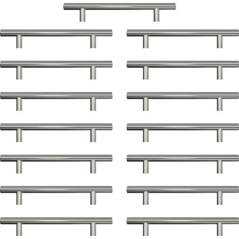 Poignee Meuble Cuisine 128 MM Argenté Lot 15 Acier Inoxydable Brossé – Perçage des Trous (1/5)